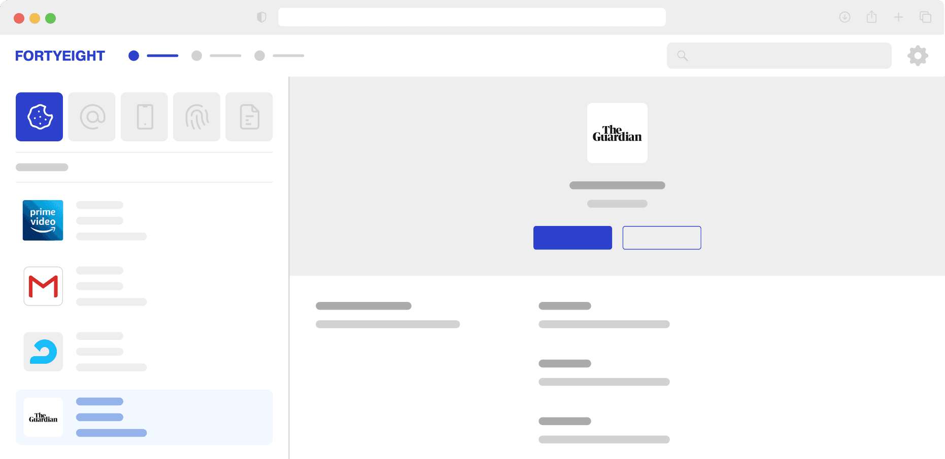 FORTYEIGHT web app on desktop